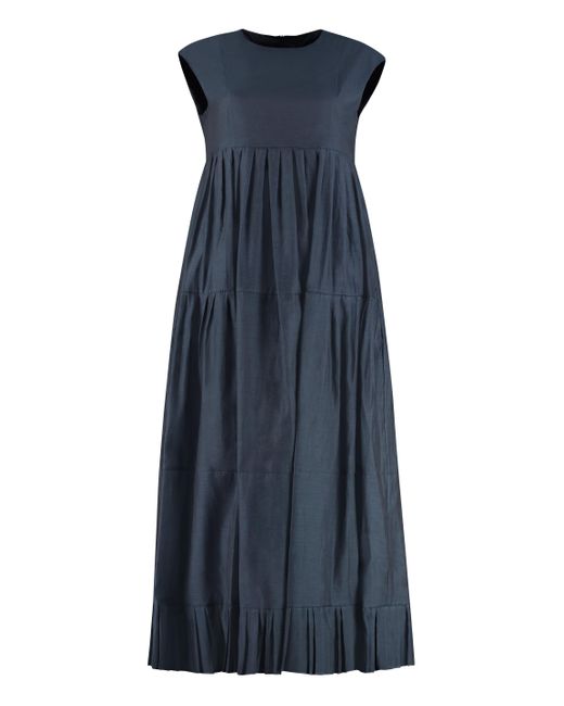 Max Mara Lidia Cotton-silk Blend Dress in Blue - Lyst