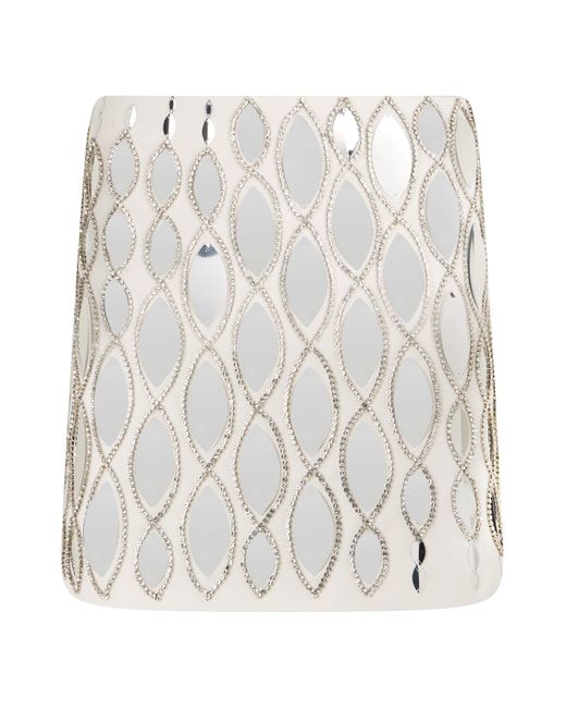 Des Phemmes White Short Skirt With Mirrors And Rhinestones