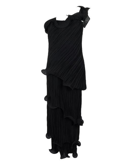 Cult Gaia Black Long Asymmetric Dress With One Shoulder Uncovered