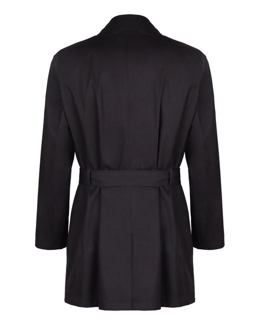 Herno Black Cotton Trench Coat for men