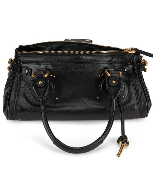 Chloé Black Elegant Leather Bag With Golden Details