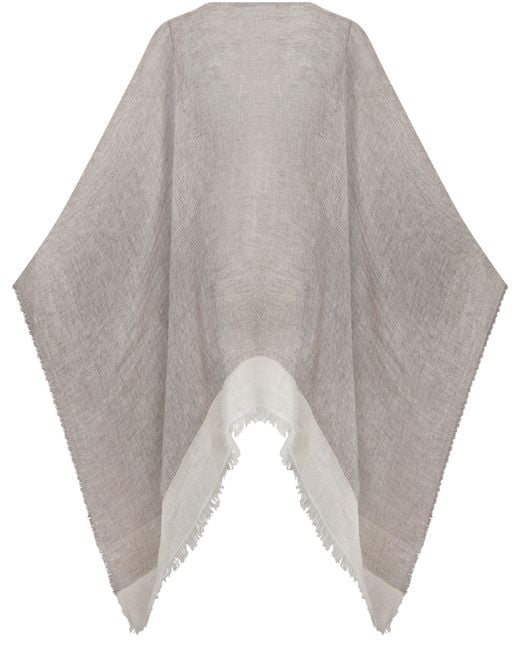 Fabiana Filippi Gray Fringed Linen Fabric Cloak
