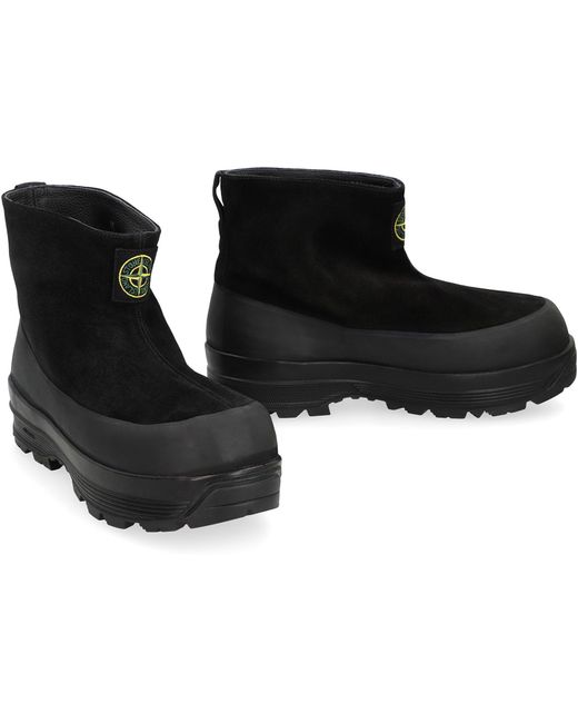 Stone Island Black Suede Ankle Boots
