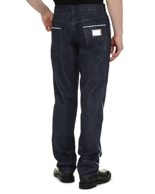 Dolce & Gabbana Blue Dolce & Gabbana 5-Pocket Straight-Leg Jeans for men