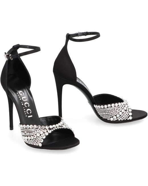 Gucci Metallic Embellished Satin Sandals