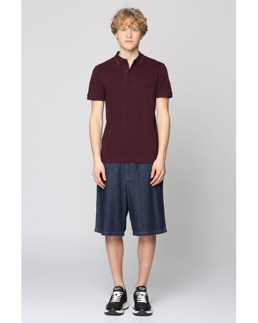 Boss Purple Short Sleeve Cotton Polo Shirt for men