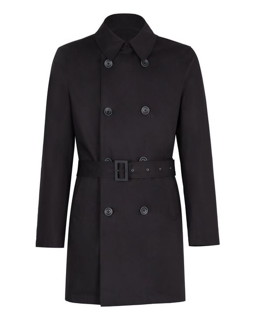 Herno Black Cotton Trench Coat for men