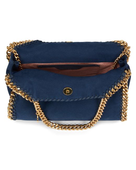 Stella McCartney Blue Falabella Mini Handbag, Rectangular Polyester Shoulder Bag