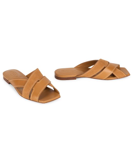 Tod's Brown Smooth Leather Sandal