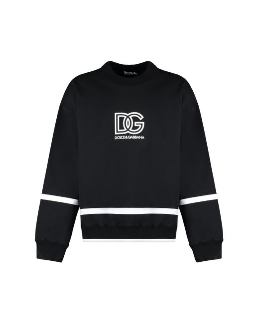Dolce & Gabbana Black Cotton Crew-neck Sweatshirt for men