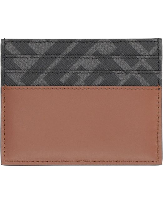 Fendi Gray Ff Squared Leather Card Holder for men