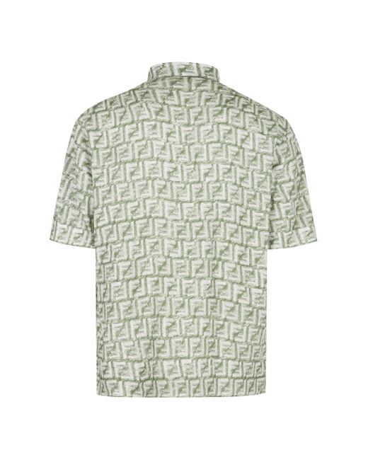 Camicia in lino di Fendi in Green da Uomo