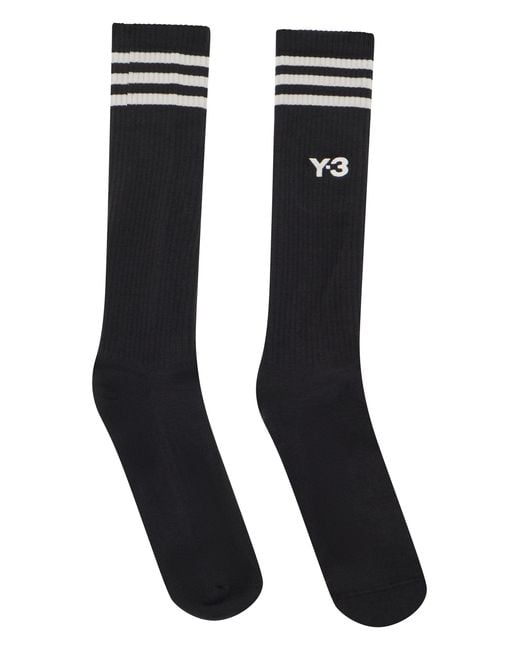 Y-3 Black Knee-High Socks With Stripes for men