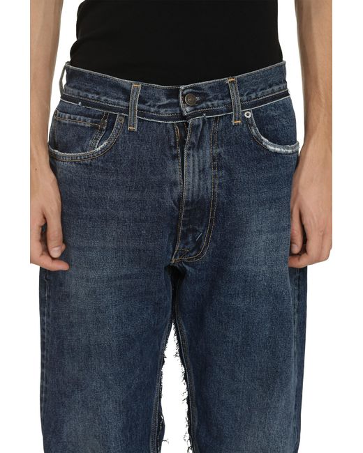 Maison Margiela Blue Distressed 5-Pocket Straight-Leg Jeans For Fw23 for men