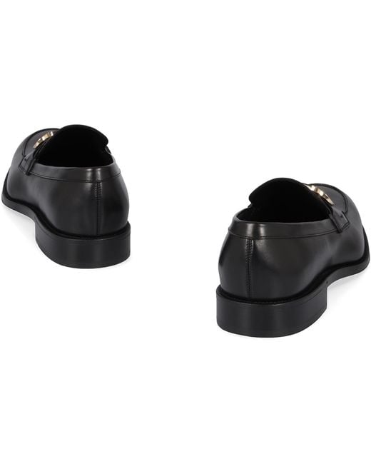 Ferragamo Black Gancini-Plaque Almond-Toe Loafers for men