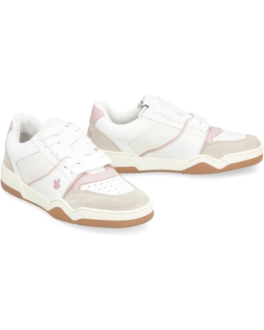 DSquared² White Spiker Leather Low-top Sneakers