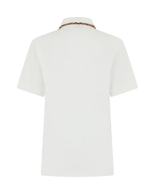 Burberry White Solid Shirt Collar Polo for men