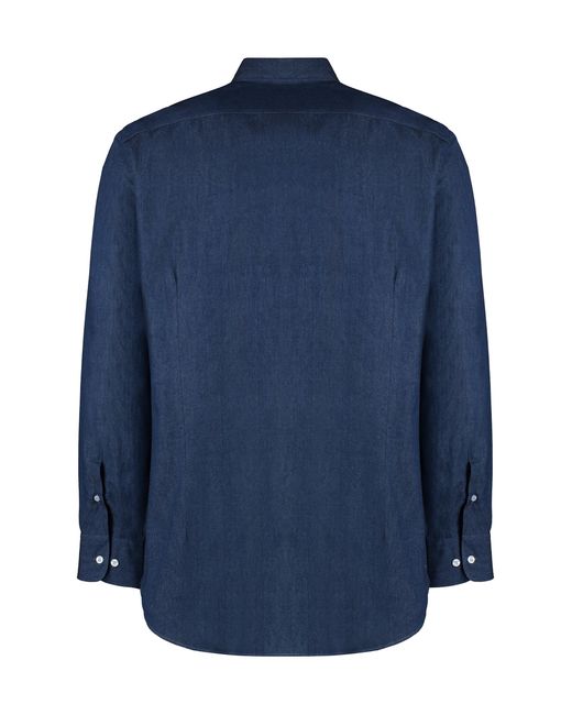 Camicia in cotone con collo button-down di Etro in Blue da Uomo