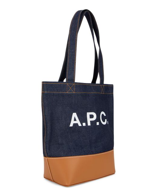 Borsa tote con logo di A.P.C. in Blue