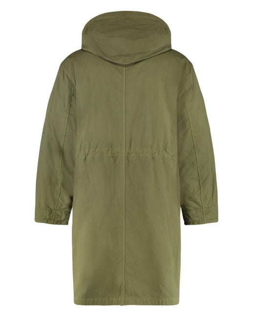 C P Company Green Hooded Cotton Parka for men