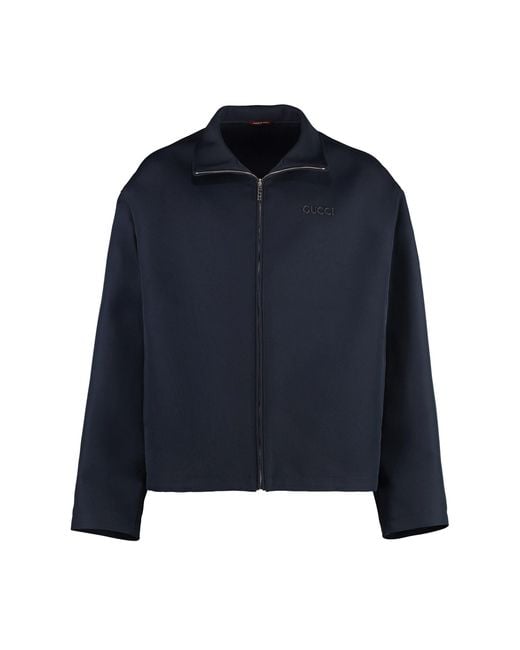 Gucci Blue Wool Blend Jacket With Adjustable Hem For for men