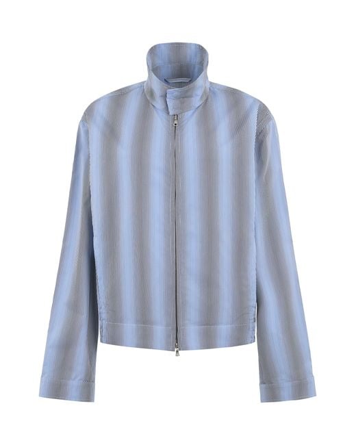 Dries Van Noten Blue Striped Cotton Jacket for men