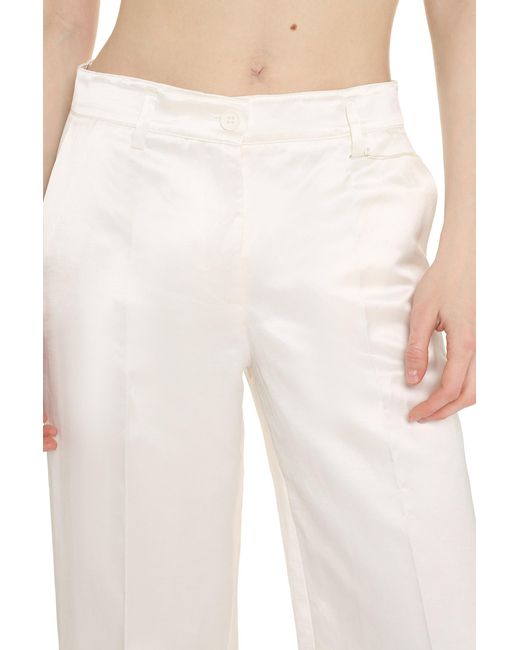P.A.R.O.S.H. White Viscose And Silk Trousers