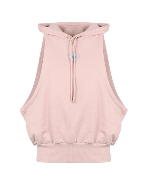 Top in cotone con logo di Adidas By Stella McCartney in Pink