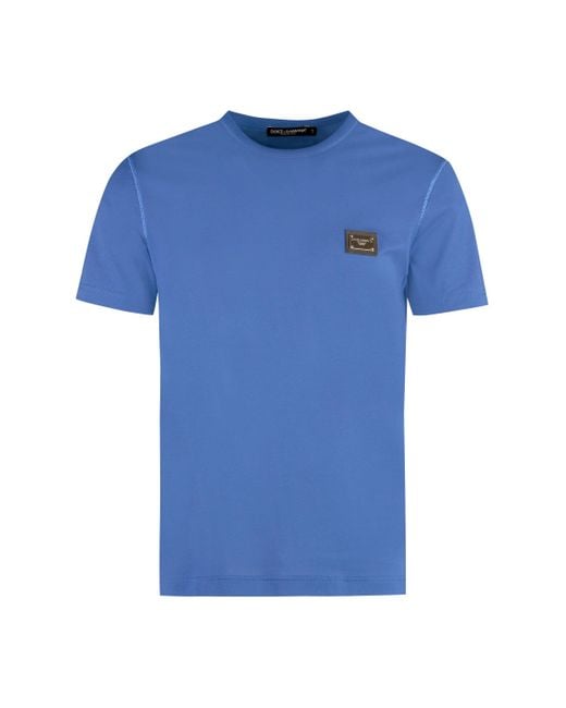 Dolce & Gabbana Blue Dolce & Gabbana Cotton Crew-Neck T-Shirt for men