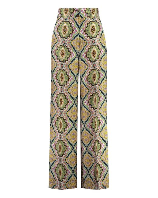 Pantaloni in seta stampata di Etro in Multicolor