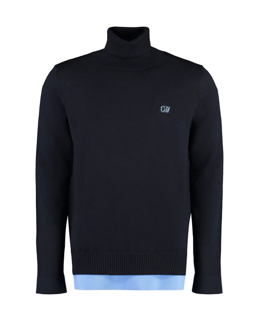 Off-White c/o Virgil Abloh Blue Classic Wool Turtleneck Sweater For for men
