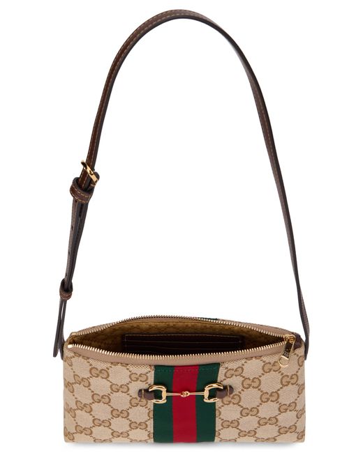 Borsa a tracolla con monogram di Gucci in Brown