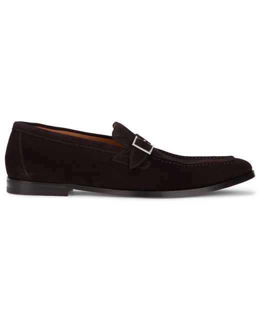 Doucal's Black Suede Loafers With Buckle for men