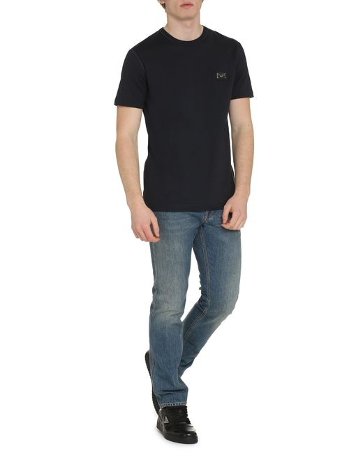 Dolce & Gabbana Black Cotton Crew-Neck T-Shirt for men