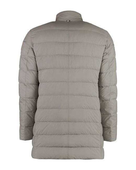 Herno Gray Quilted Padded Jacket With Stand Collar And Multi-Pocket Design for men