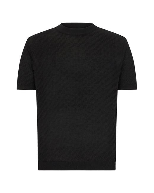 Emporio Armani Black Virgin Wool Sweater With Pattern for men
