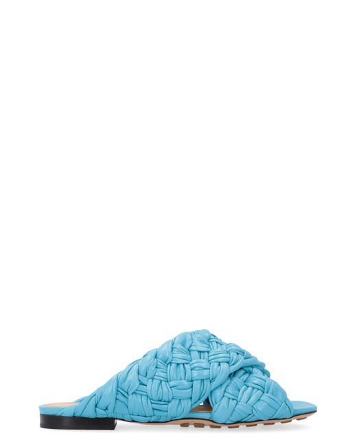 Bottega Veneta Bv Board Leather Flat Sandals in Blue Lyst