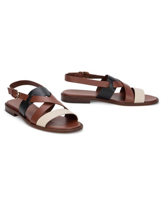 Doucal's Brown Low Leather Sandal