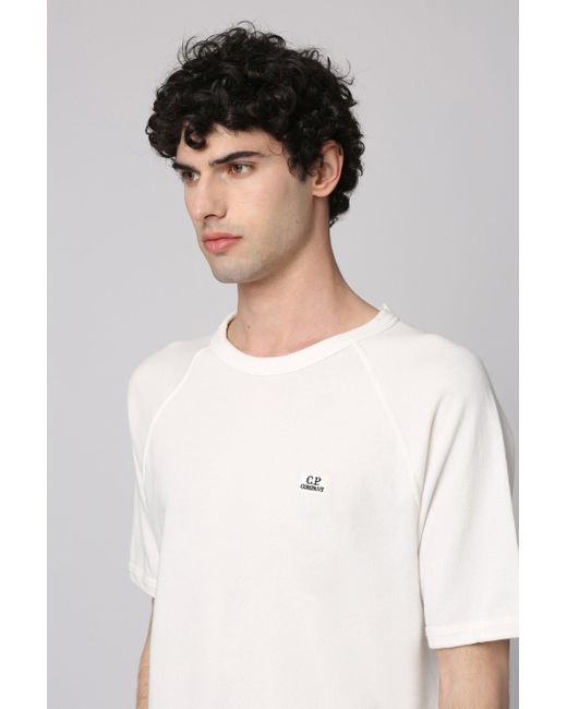 T-shirt girocollo in cotone di C P Company in White da Uomo