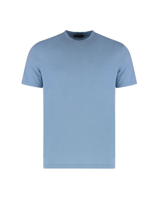 Tom Ford Blue Cotton Blend T-Shirt for men