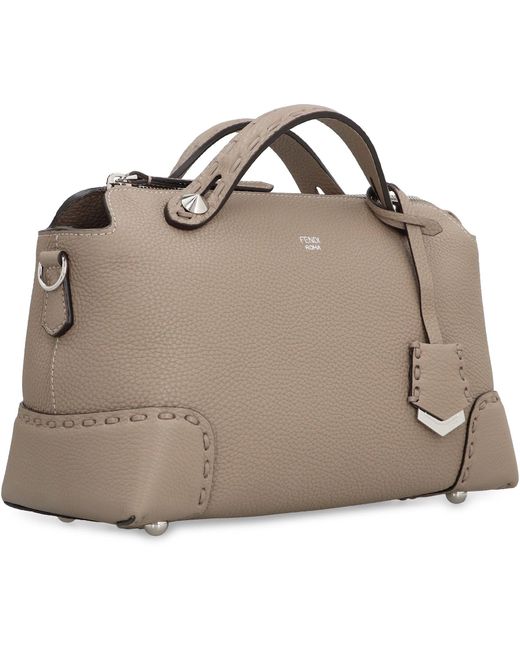 Fendi Brown By The Way Leather Boston Bag