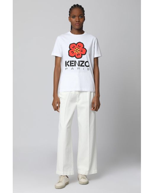 T-shirt girocollo in cotone di KENZO in White