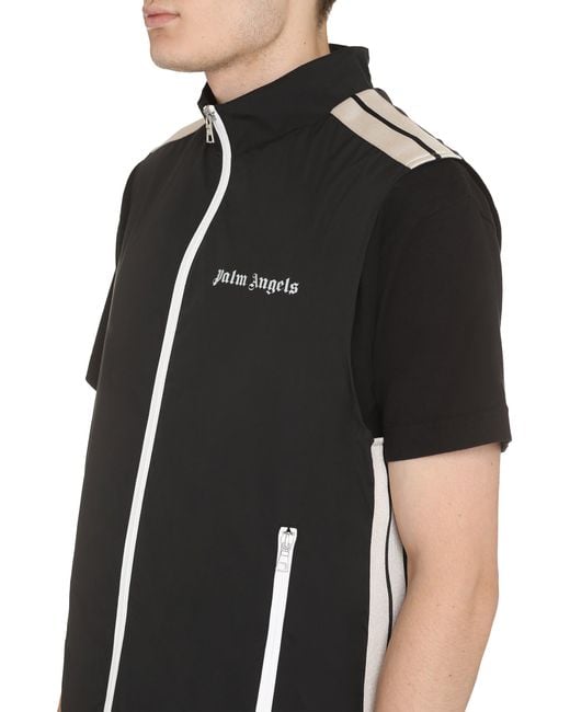 Palm Angels Black Technical Fabric Jacket for men