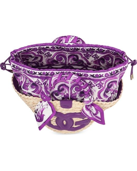 Dolce & Gabbana Pink Kendra Coffa Raffia Tote Bag