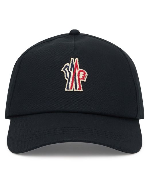 Moncler Black Cotton Cap With Logo for men