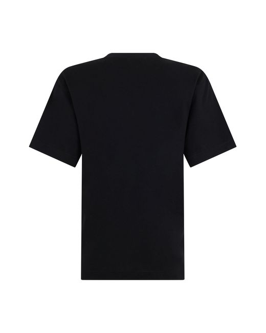 Burberry Black Cotton T-Shirt With Embroidery for men