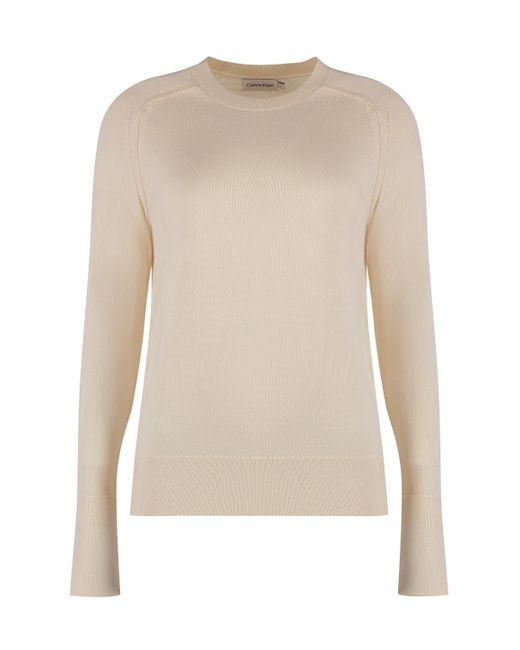 Maglione girocollo in lana di Calvin Klein in White