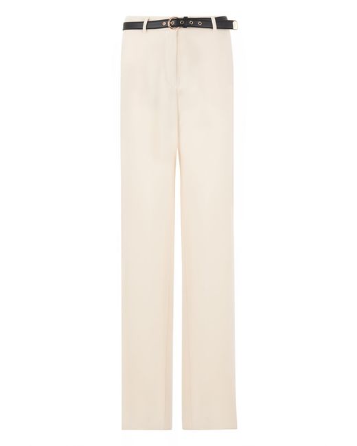 Max Mara White Long Pants With Belt