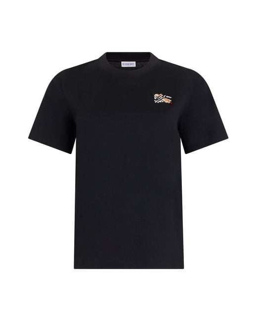 Burberry Black T-Shirt With Tartan Detail