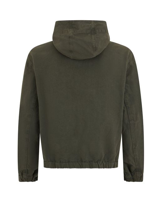 Stone Island Green Dark Jacket With Hood And Zip for men